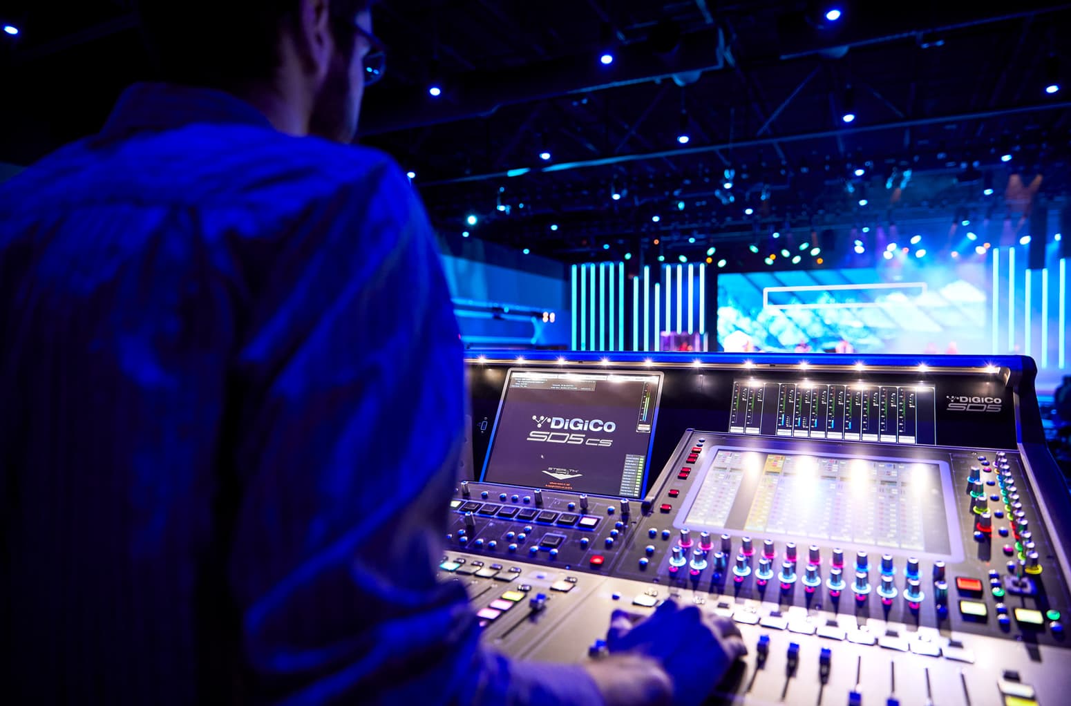Managing the church stage lighting system and speakers is easy with this state-of-the-art equipment.