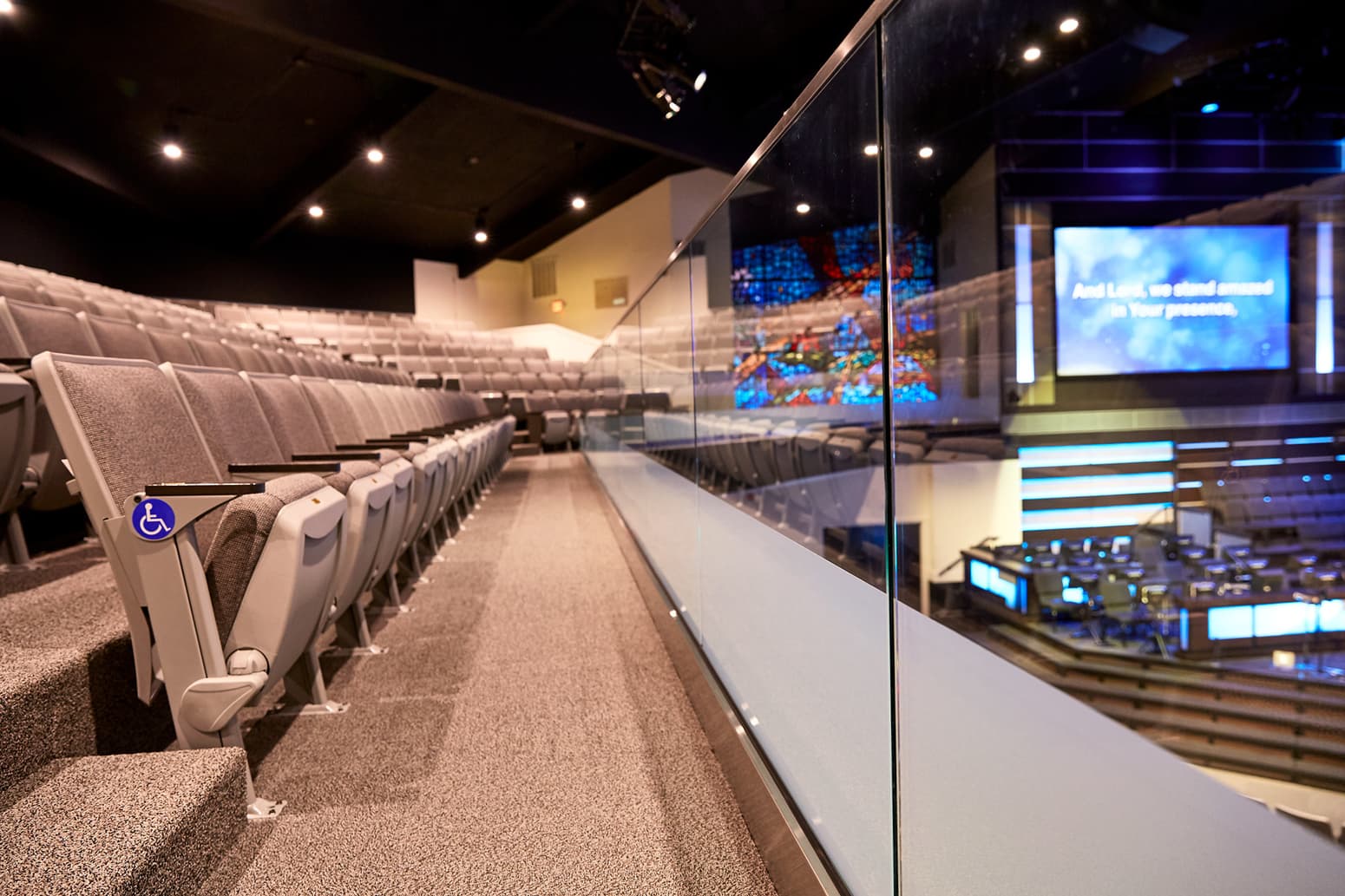 Church interior design and auditorium design expertise merge beautifully in this project.