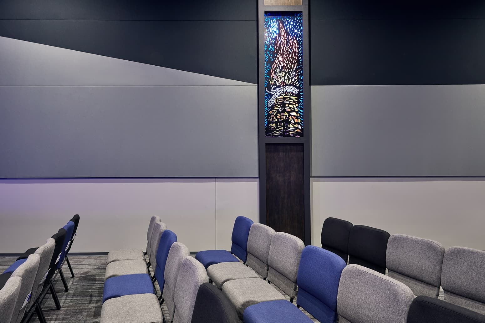 Paragon specializes in acoustic solutions for churches, like these acoustic panels installed for Cross Church.